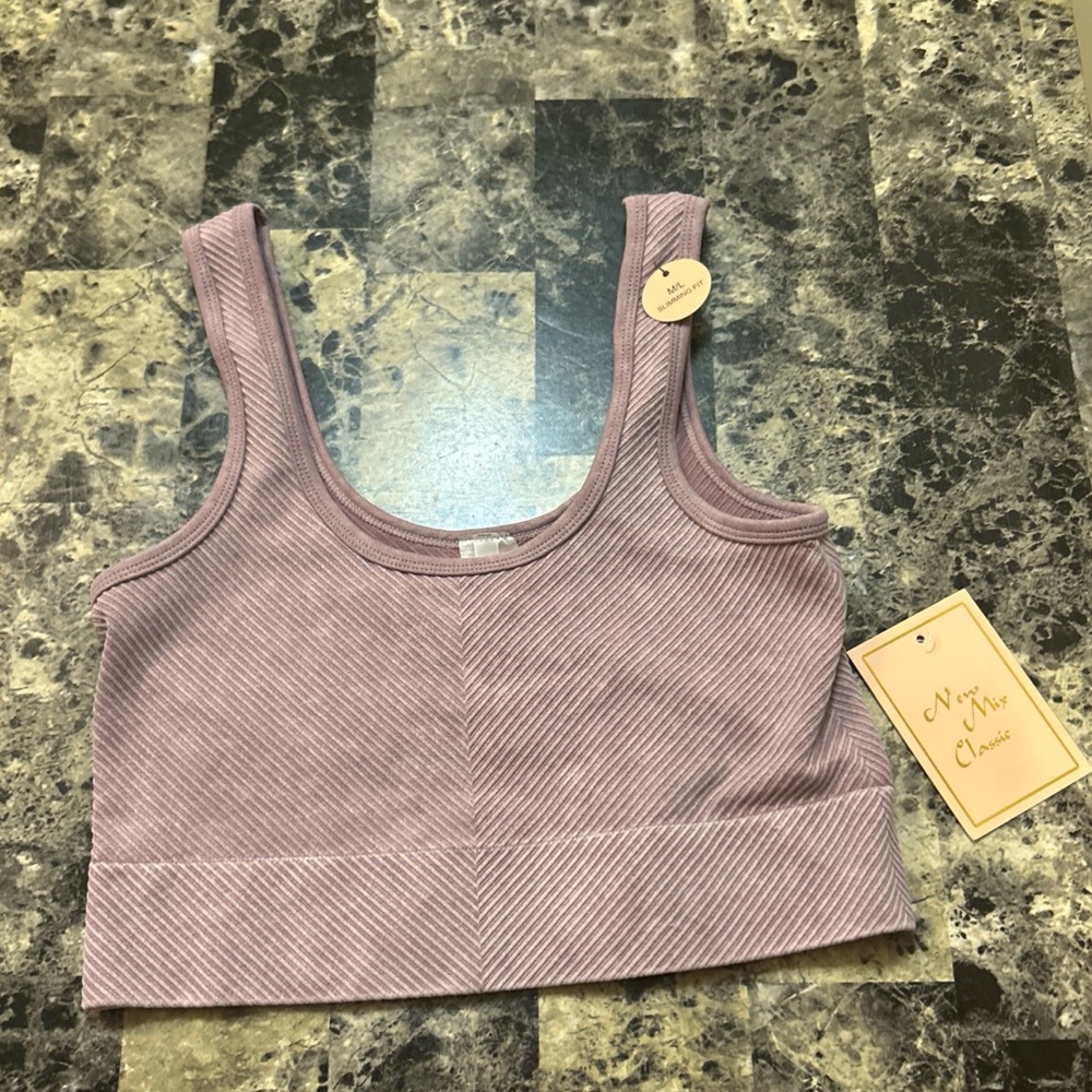 New Mix Purple Ribbed Bra